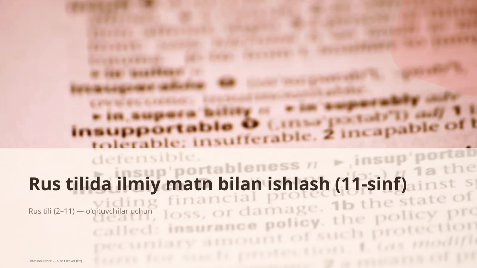 Rus tilida ilmiy matn bilan ishlash (11-sinf)