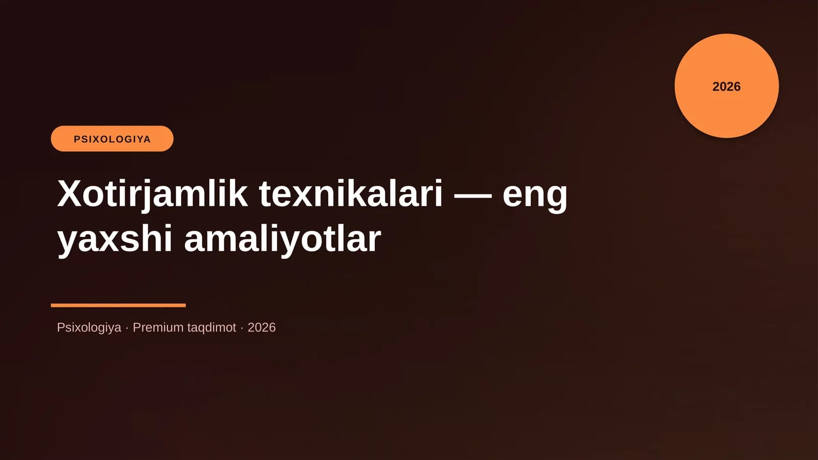 Xotirjamlik texnikalari — eng yaxshi amaliyotlar