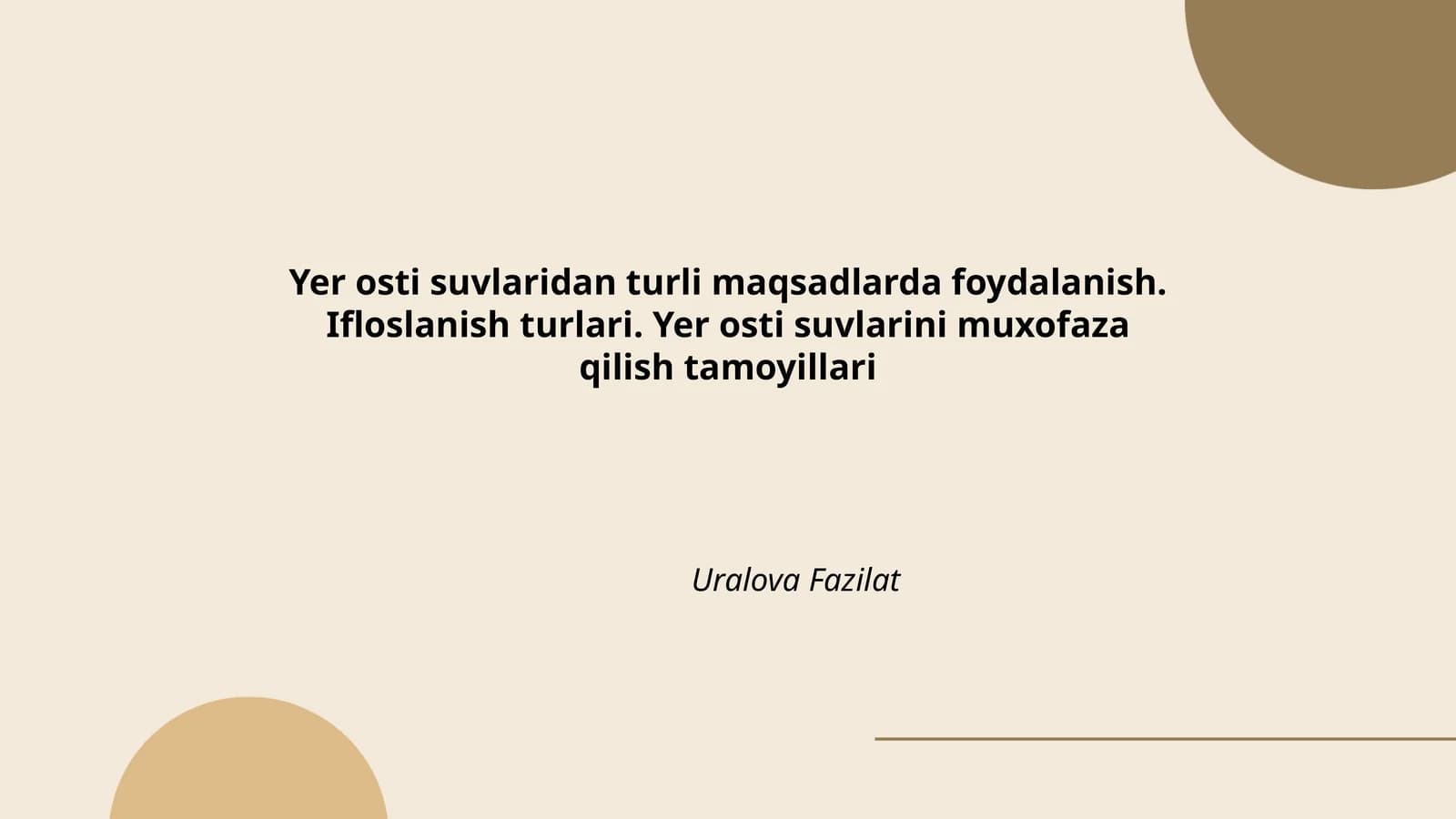 Yer osti suvlaridan foydalanish