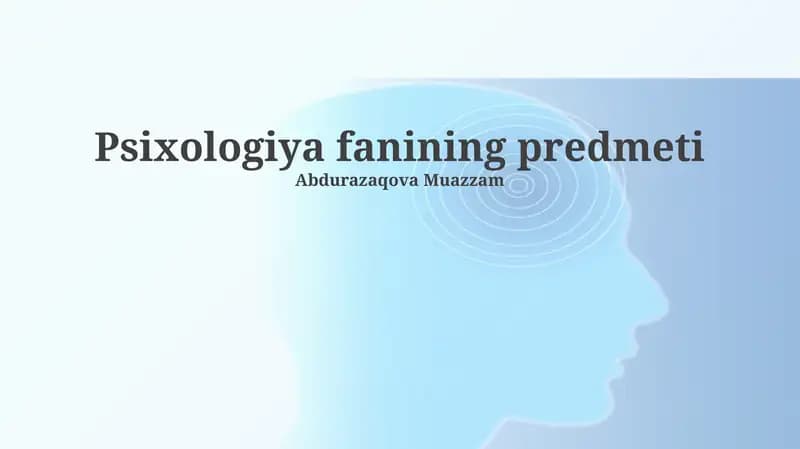 Xulq-atvorning psixologik asoslari