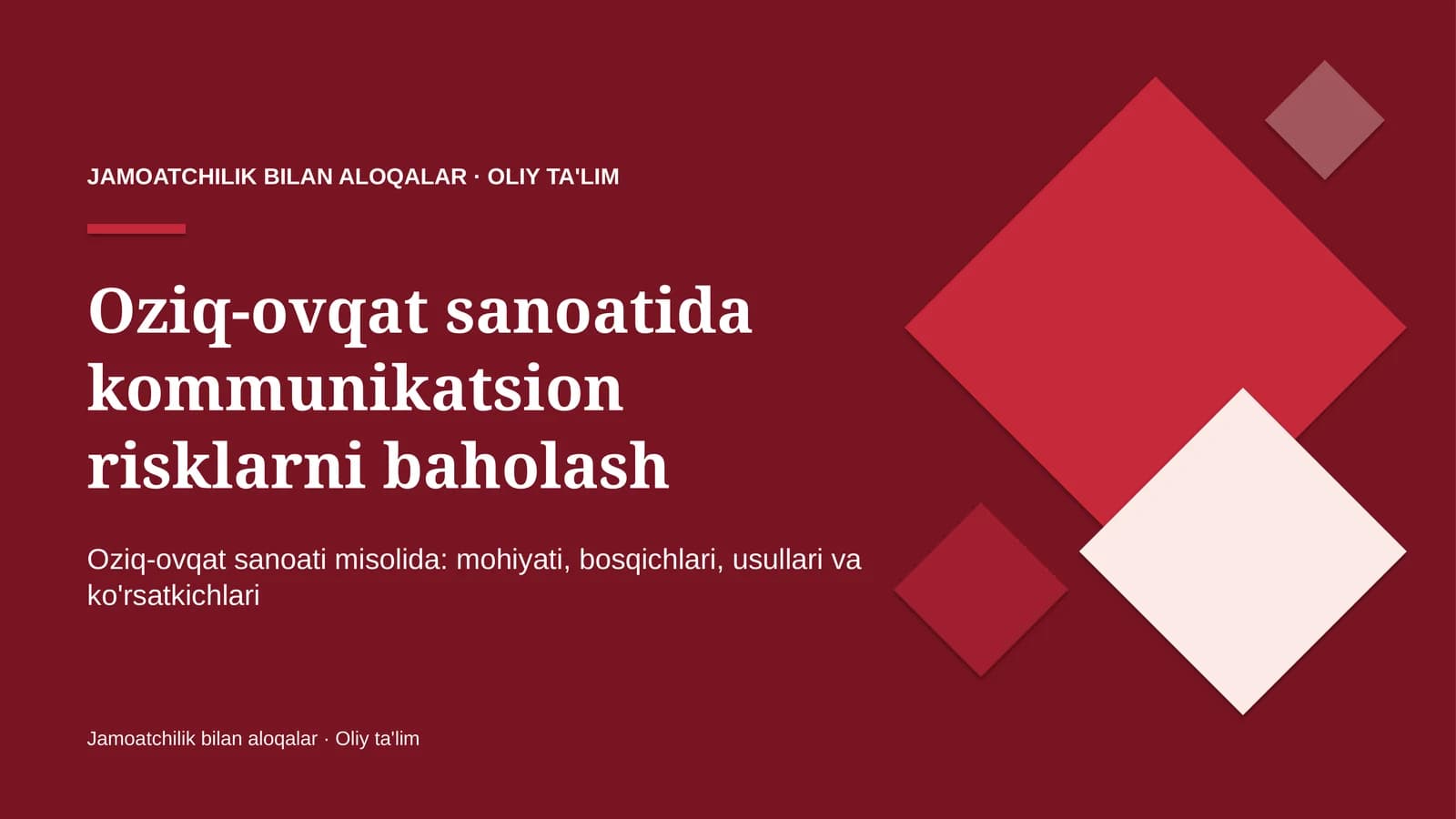oziq ovqat sanoatida kommunikatsion risklarni baholash 5250