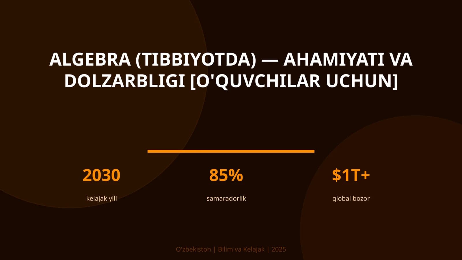 Algebra (tibbiyotda) — ahamiyati va dolzarbligi [o'quvchilar uchun]