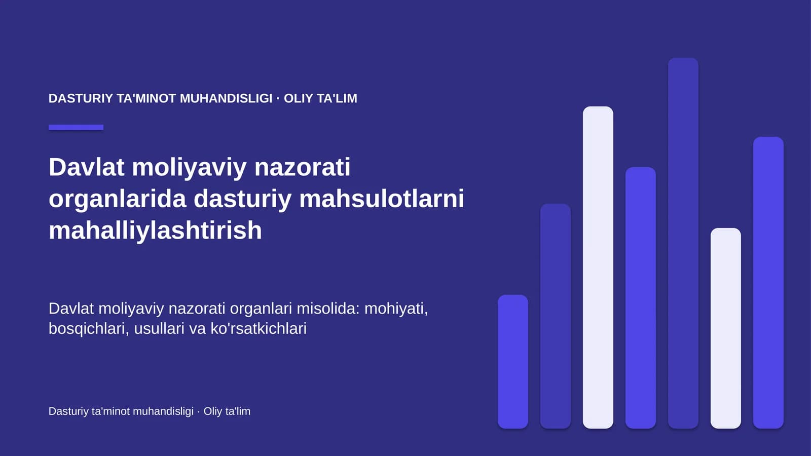 Davlat moliyaviy nazorati organlarida dasturiy mahsulotlarni mahalliylashtirish