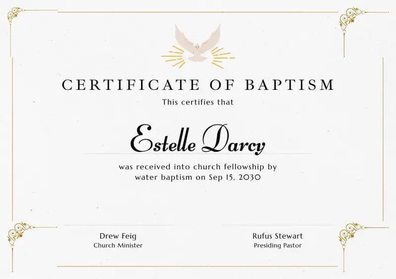 CERTIFICATE OF BAPTISM