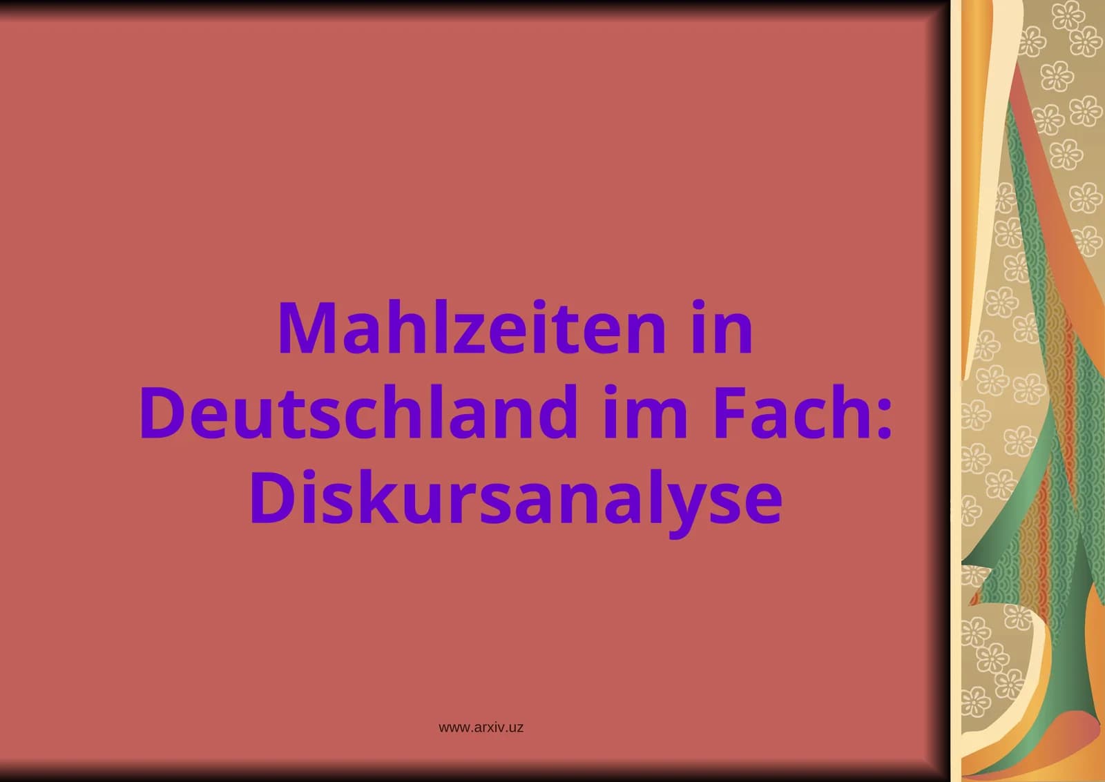 Mahlzeiten in Deutschland im Fach: Diskursanalyse