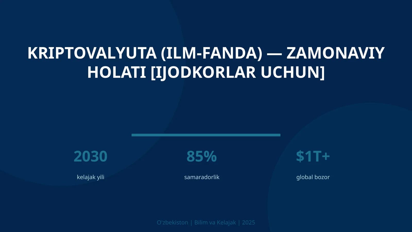 KRIPTOVALYUTA (ILM-FANDA) — ZAMONAVIY HOLATI [IJODKORLAR UCHUN]