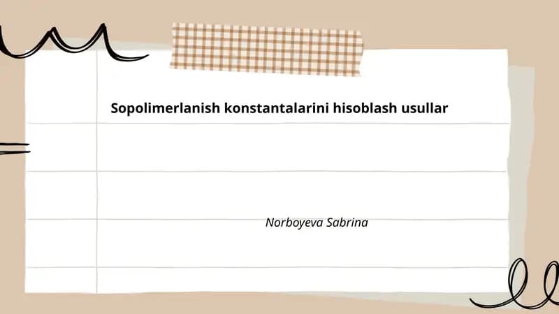 Sopolimerlanish konstantalarini hisoblash usullar