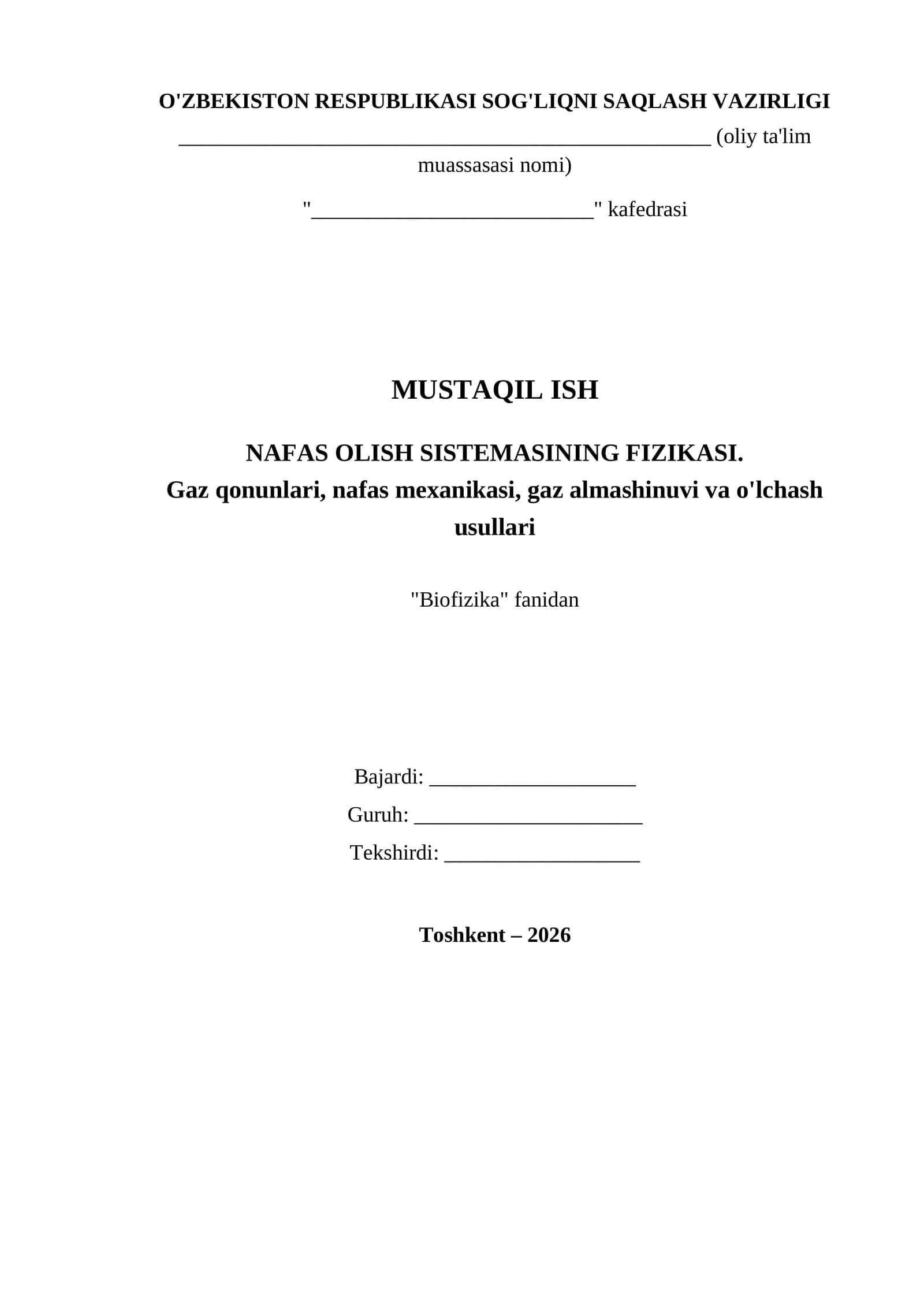 NAFAS OLISH SISTEMASINING FIZIKASI