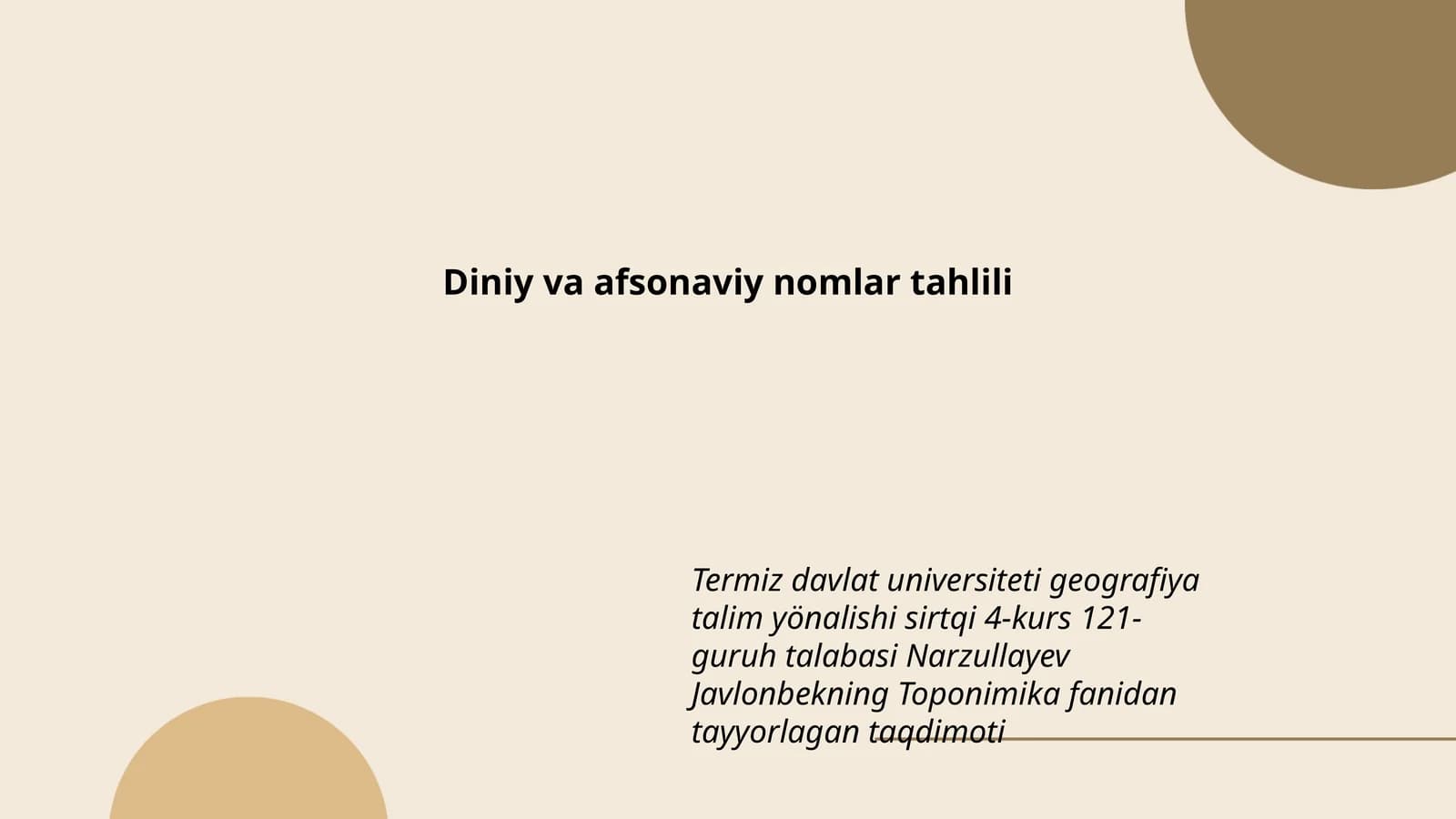 Diniy va afsonaviy nomlar tahlili
