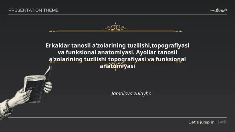 Erkaklar tanosil a'zolarining tuzilishi,topografiyasi va funksional anatomiyasi