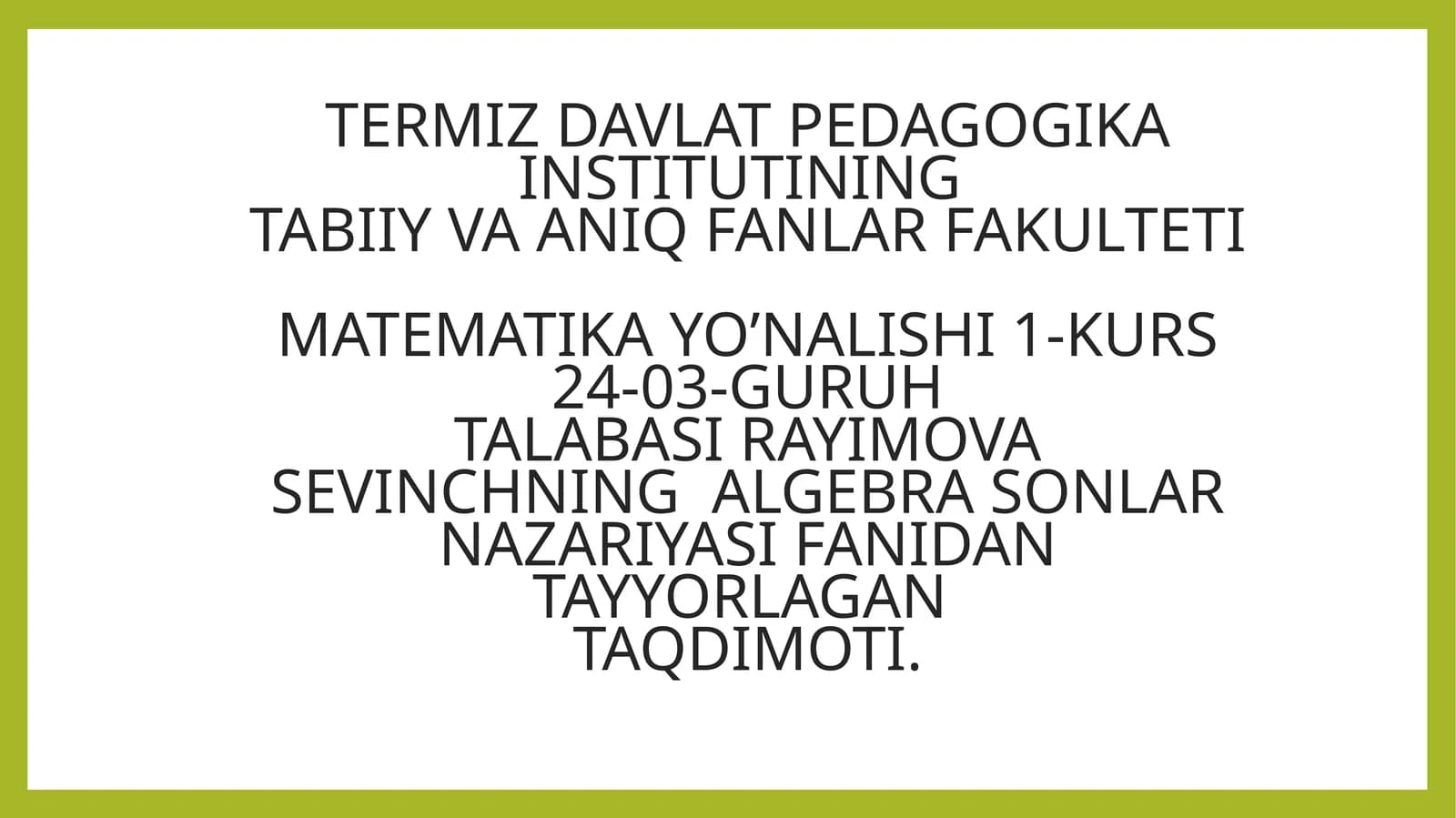 UCHINCHI VA TO’RTINCHI TARTIBLI TENGLAMALAR