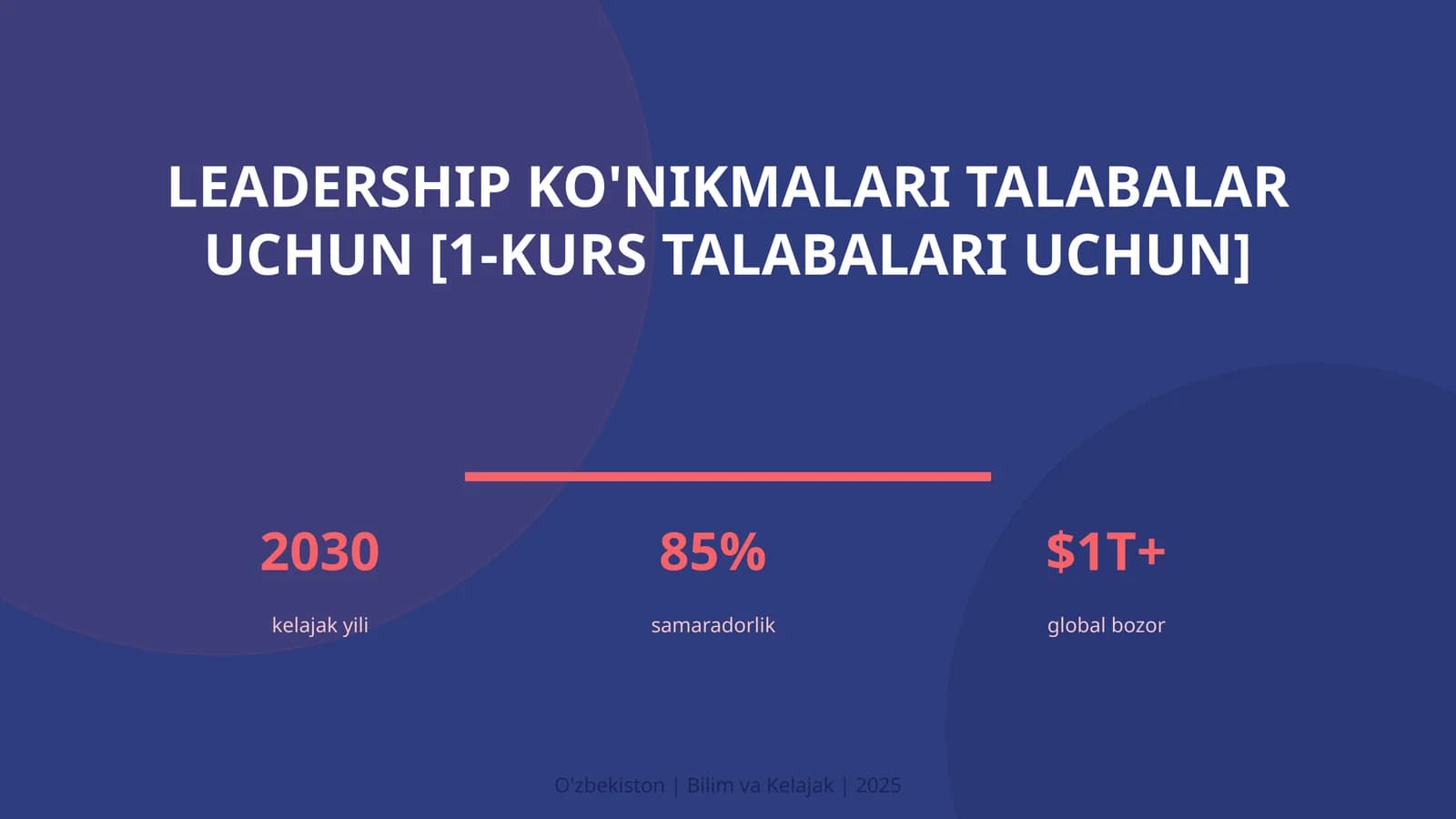 Leadership ko'nikmalari talabalar uchun [1-kurs talabalari uchun]