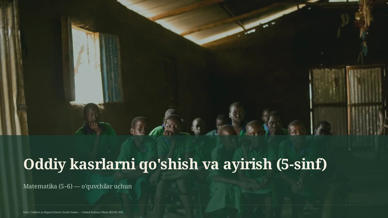 Oddiy kasrlarni qo'shish va ayirish (5-sinf)