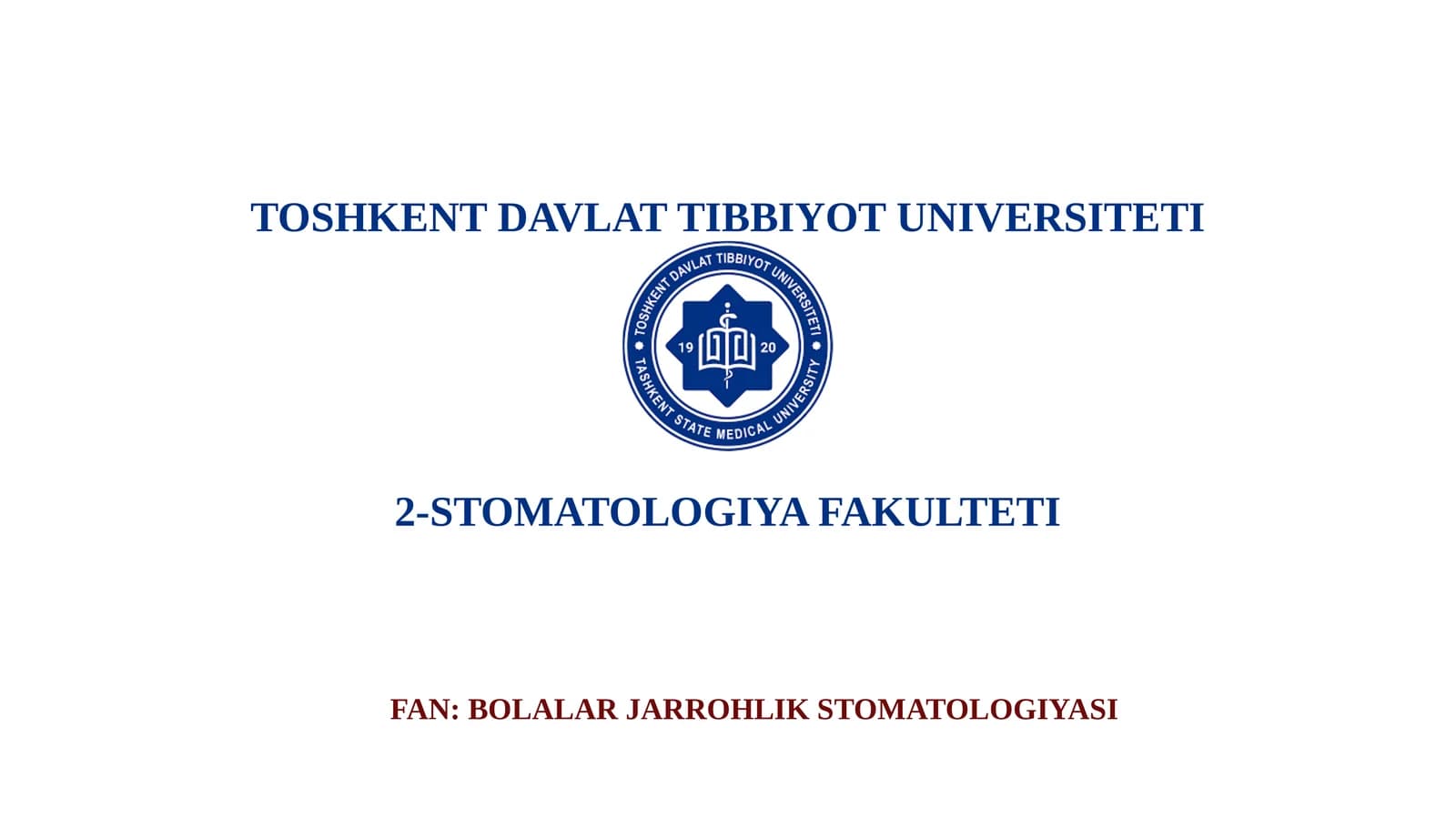 BOLALAR STOMATOLOGIYASIDA OG‘RIQSIZLANTIRISHBOLALARDA TISHLARNI OLISH