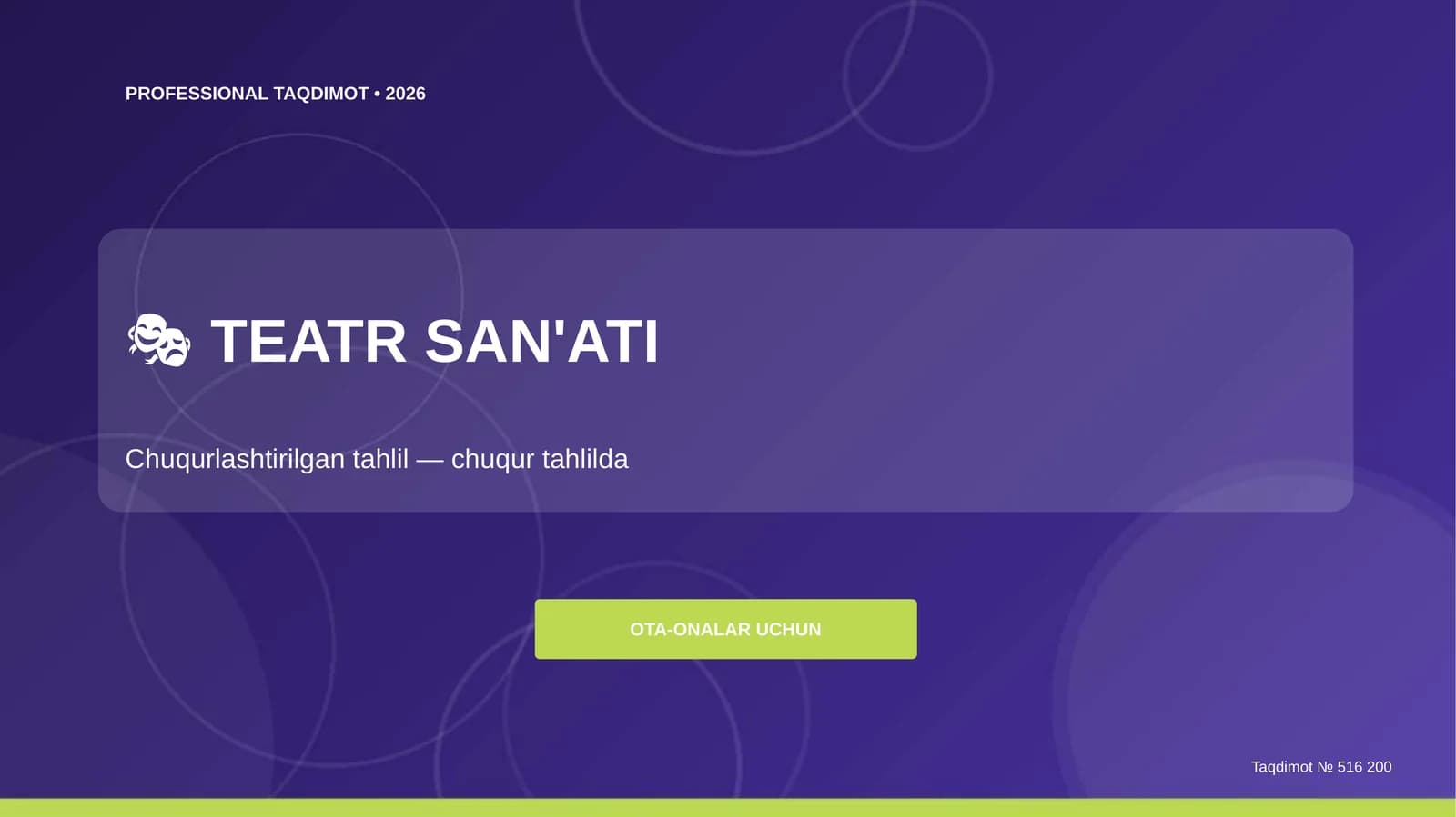 TEATR SAN'ATI: Chuqurlashtirilgan tahlil (OTA-ONALAR UCHUN)