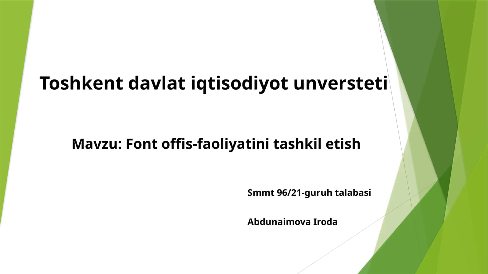 Fontoffis-faoliyatini tashkiilotish