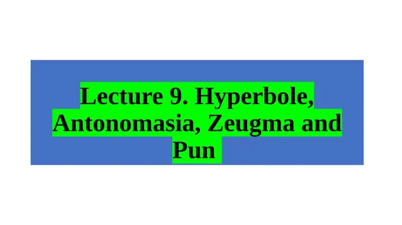 Hyperbole, Antonomasia, Zeugma and Pun