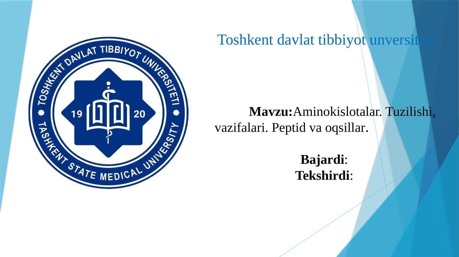 Toshkent davlat Tibbiyot unversiteti