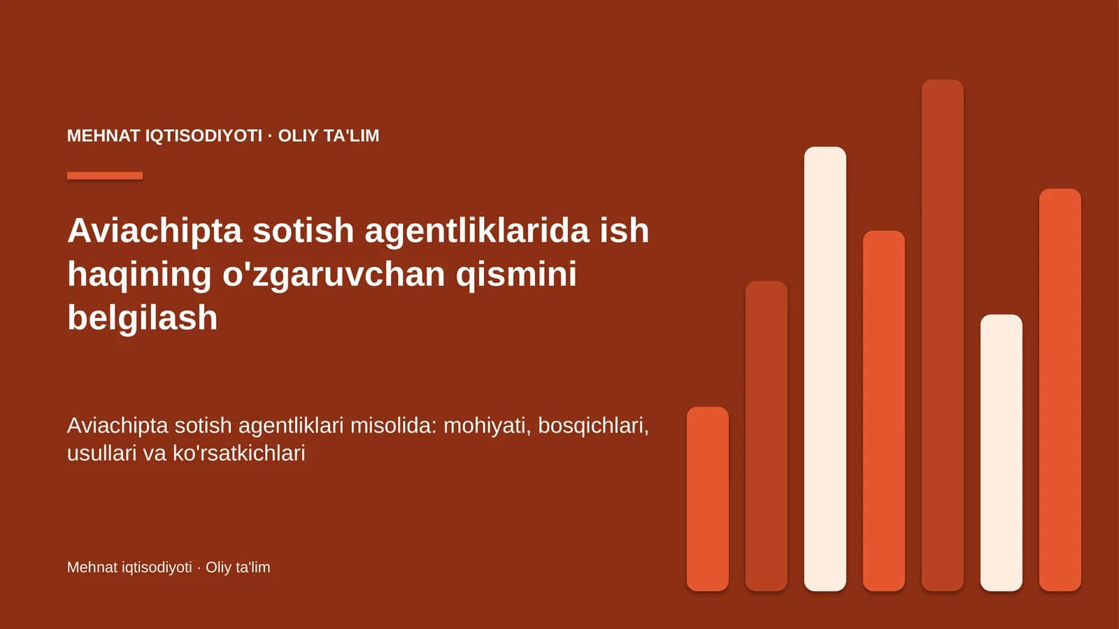 Aviachipta sotish agentliklarida ish haqining o'zgaruvchan qismini belgilash