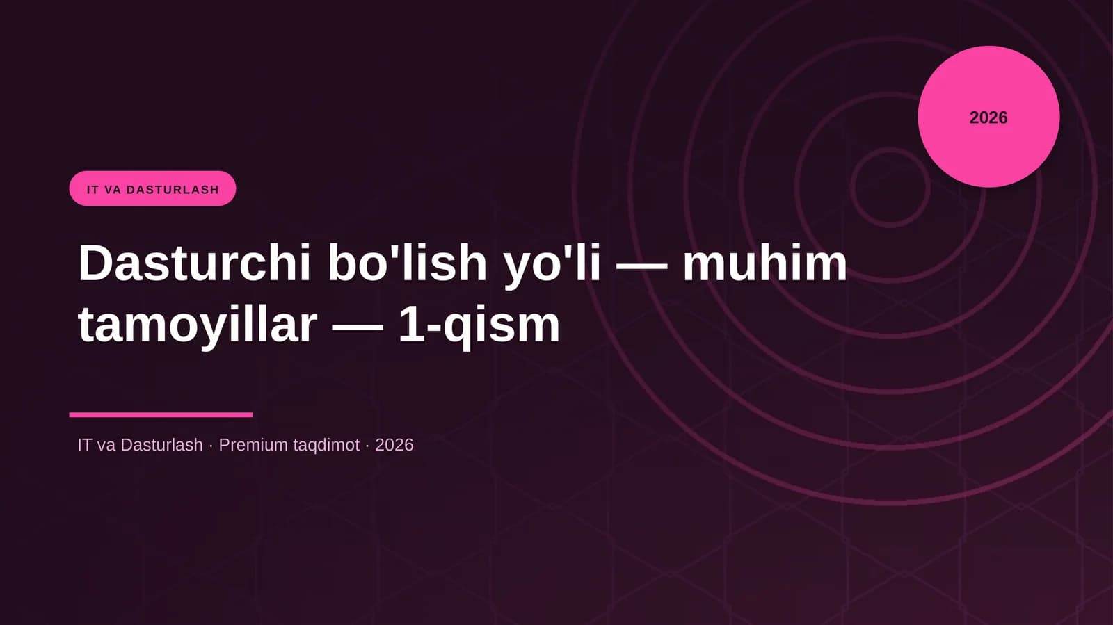 Dasturchi bo'lish yo'li — muhim tamoyillar — 1-qism