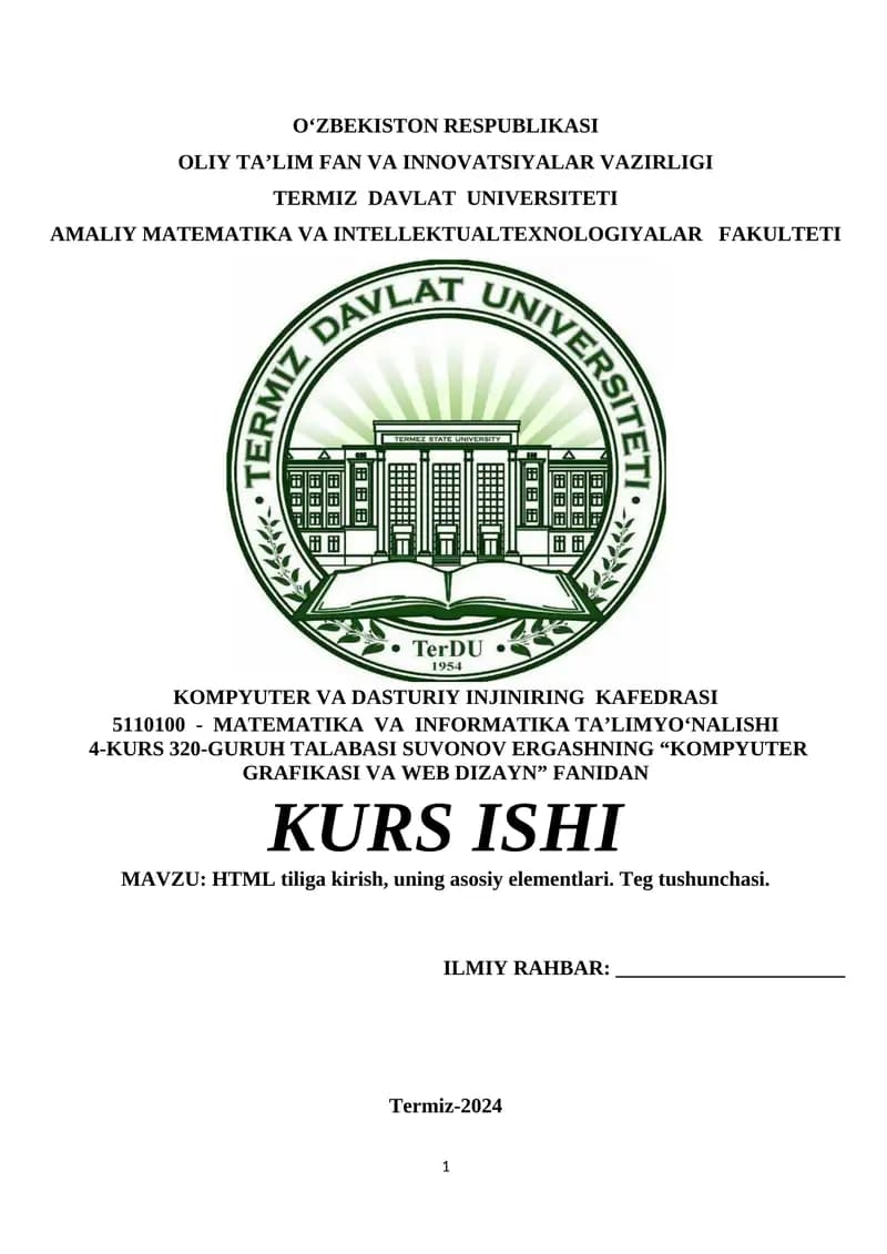 KOMPYUTER GRAFIKASI VA WEB DIZAYN