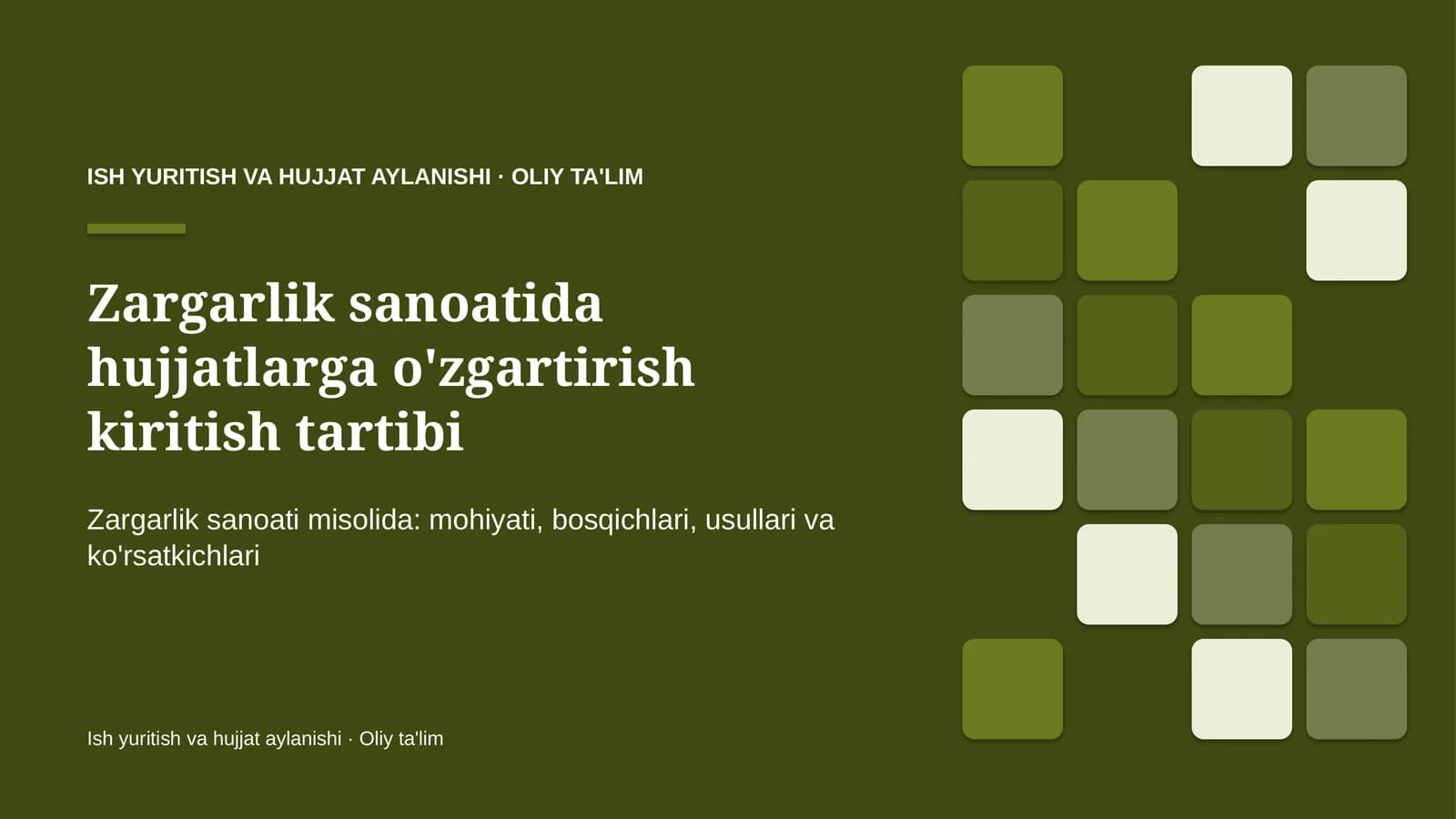 zargarlik sanoatida hujjatlarga o'zgartirish kiritish tartibi 5401