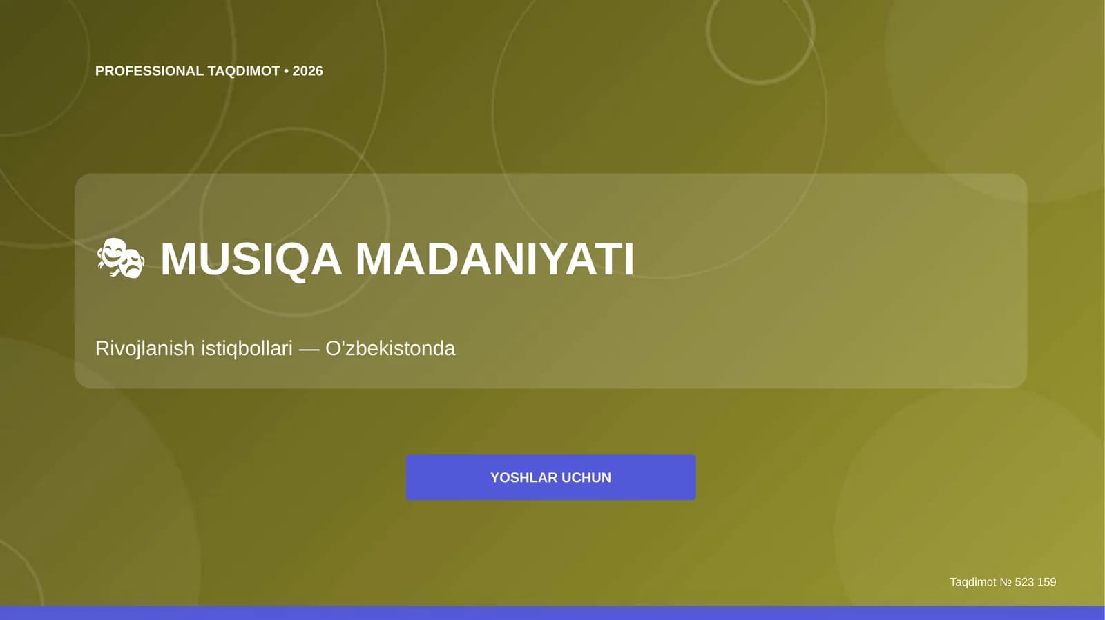 Musiqa madaniyati: rivojlanish istiqbollari (O'zbekistonda) [yoshlar uchun]