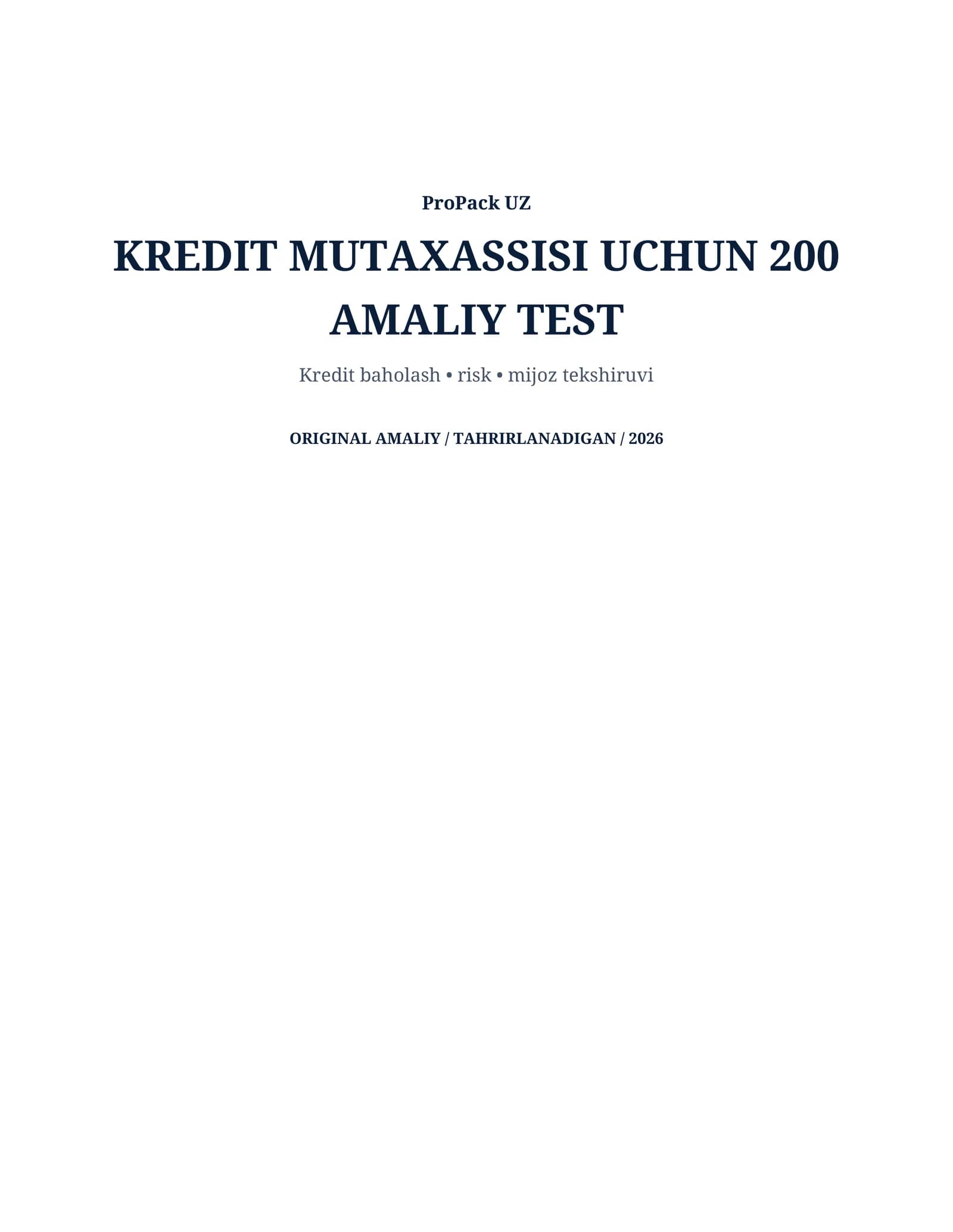 Kredit Mutaxassisi 200 Test