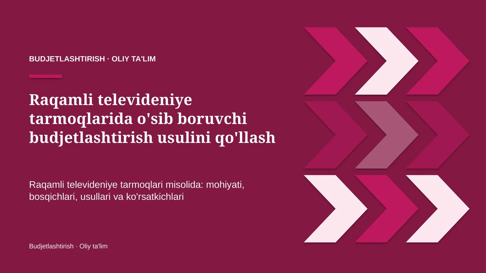 raqamli televideniye tarmoqlarida o'sib boruvchi budjetlashtirish usulini qo'llash 7452