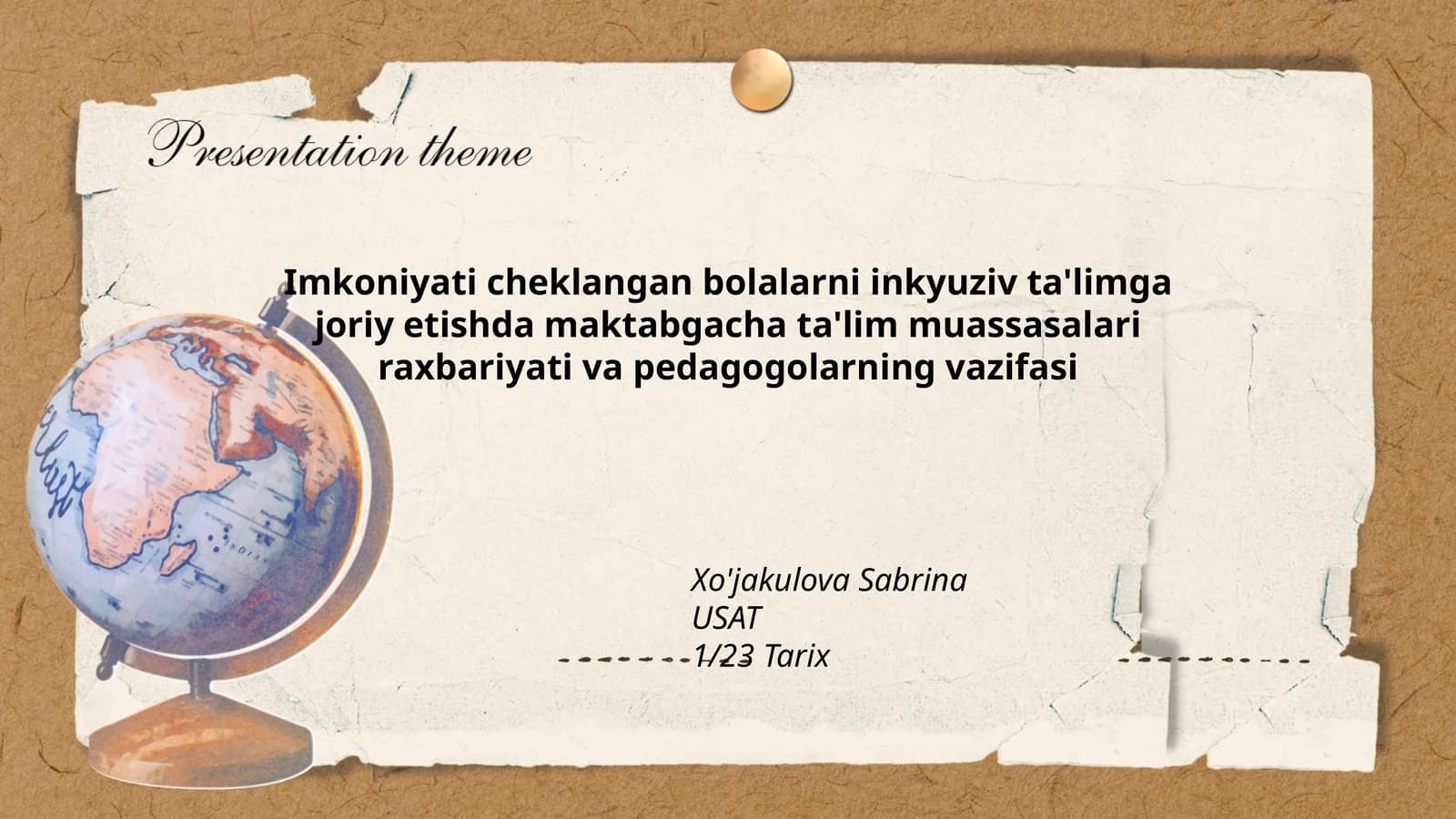 Imkoniyati cheklangan bolalarni inkyuziv ta'limga joriy etishda maktabgacha ta'lim muassasalari raxbariyati va pedagogolarning vazifasi