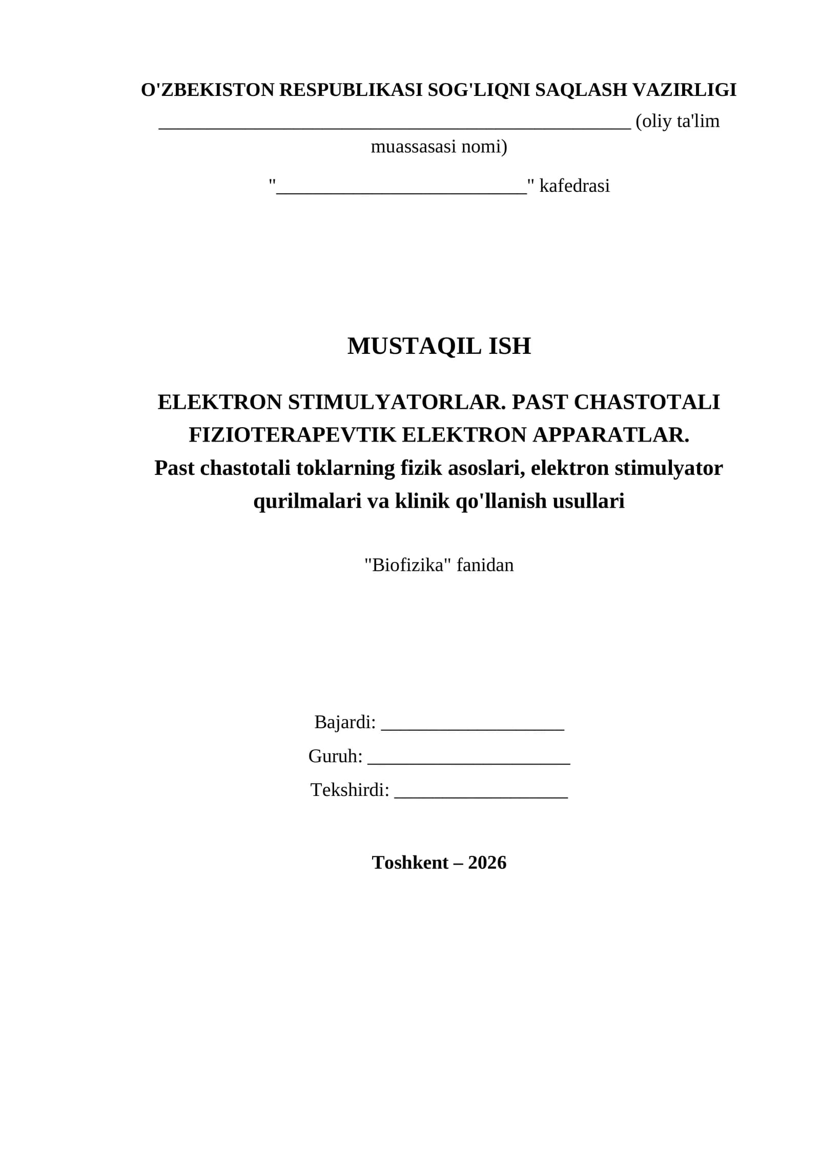 Elektron stimulyatorlar. Past chastotali fizioterapevtik elektron apparatlar