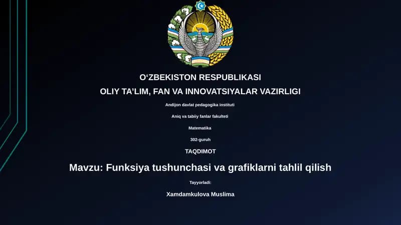 Funksiya tushunchasi va grafiklarni tahlil qilish