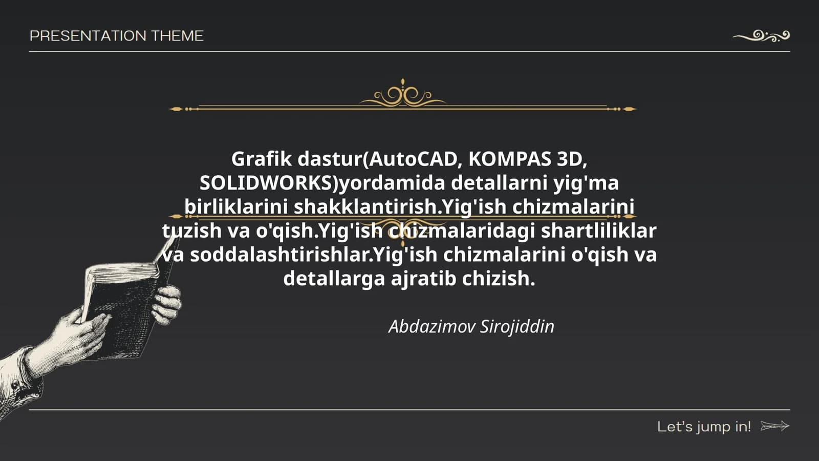 Grafik dastur(AutoCAD, KOMPAS 3D, SOLIDWORKS)