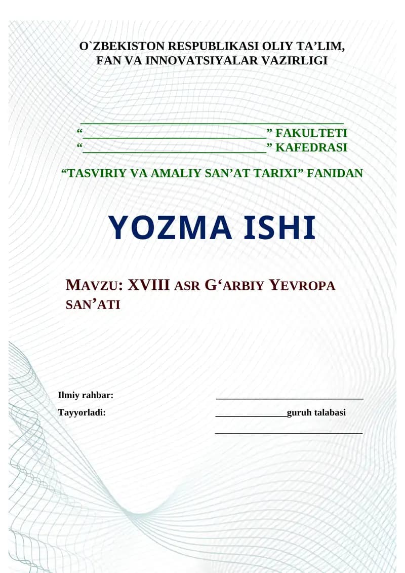 XVIII ASR G‘ARBIY YEVROPA SAN’ATI