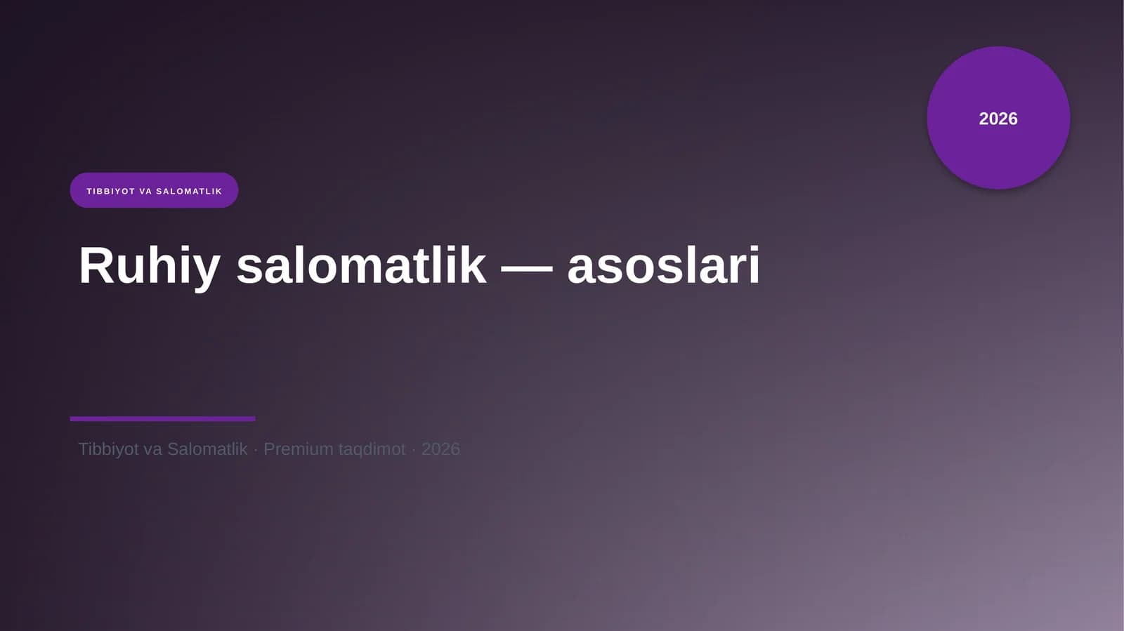 Ruhiy salomatlik — asoslari