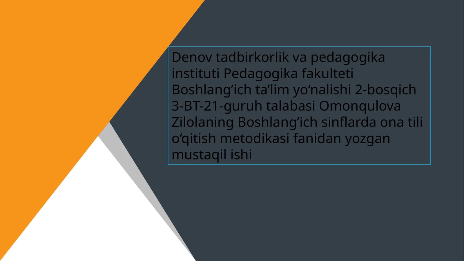 Boshlang'ich sinflarning o'qish darslari