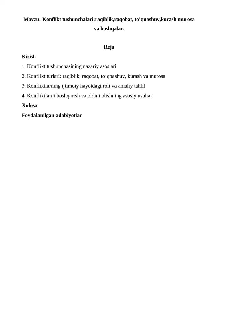 Konflikt tushunchalari