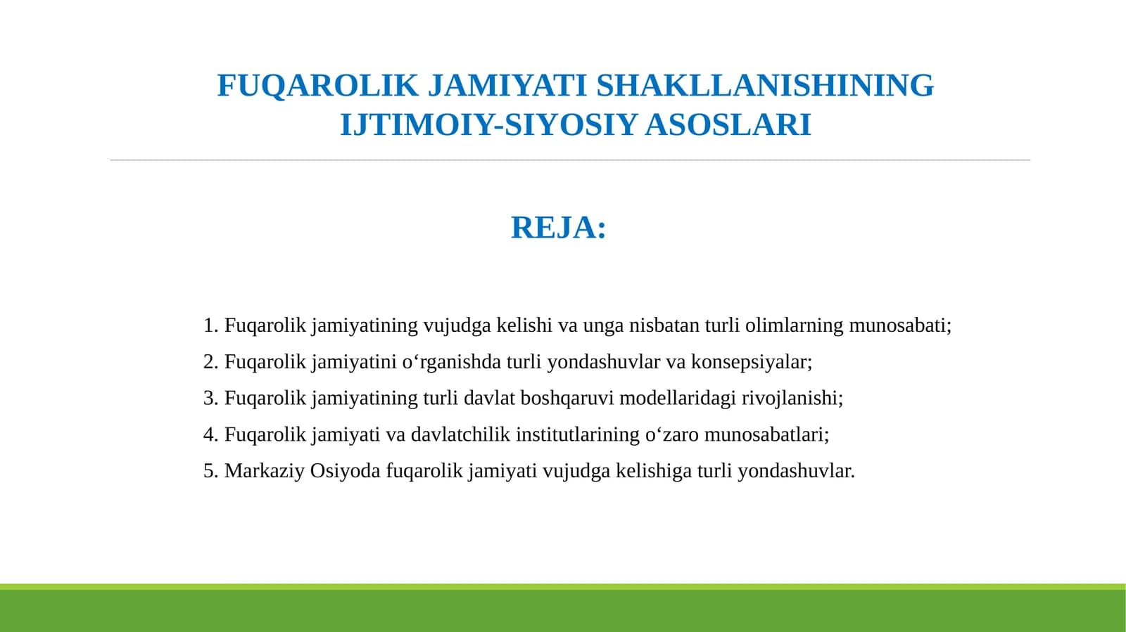 FUQAROLIK JAMIYATI SHAKLLANISHINING IJTIMOIY-SIYOSIY ASOSLARI