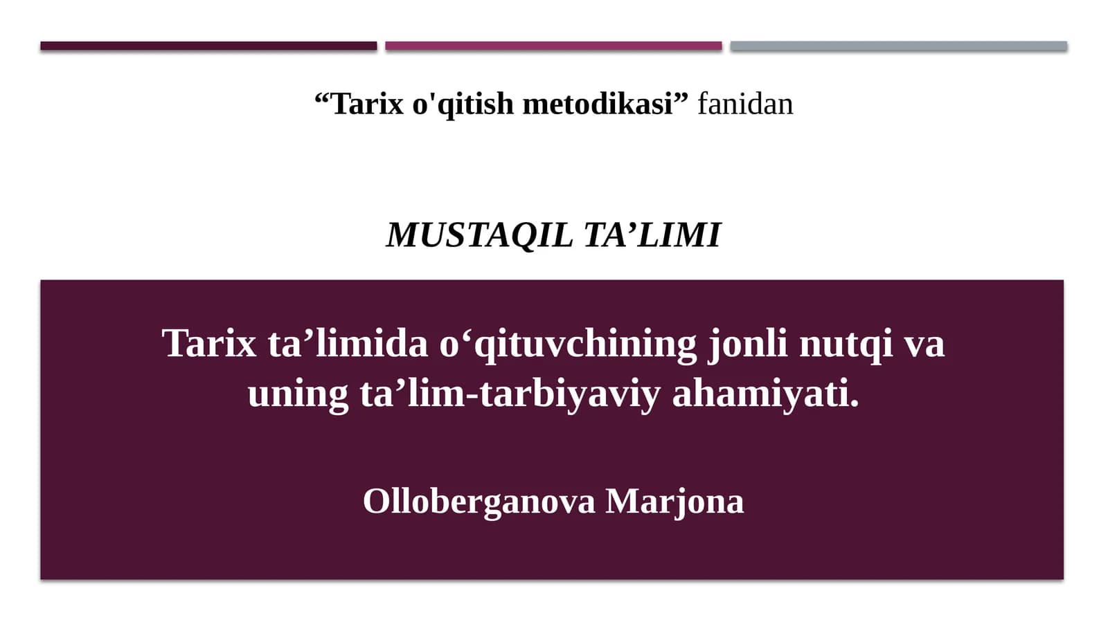 Tarixo'qitishmetodikasi