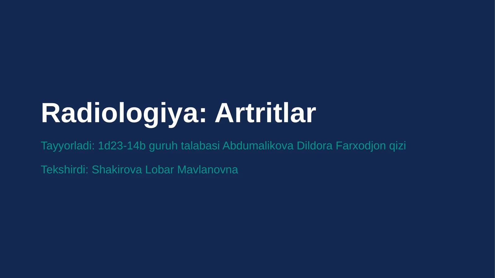 Radiologiya:Artritlar