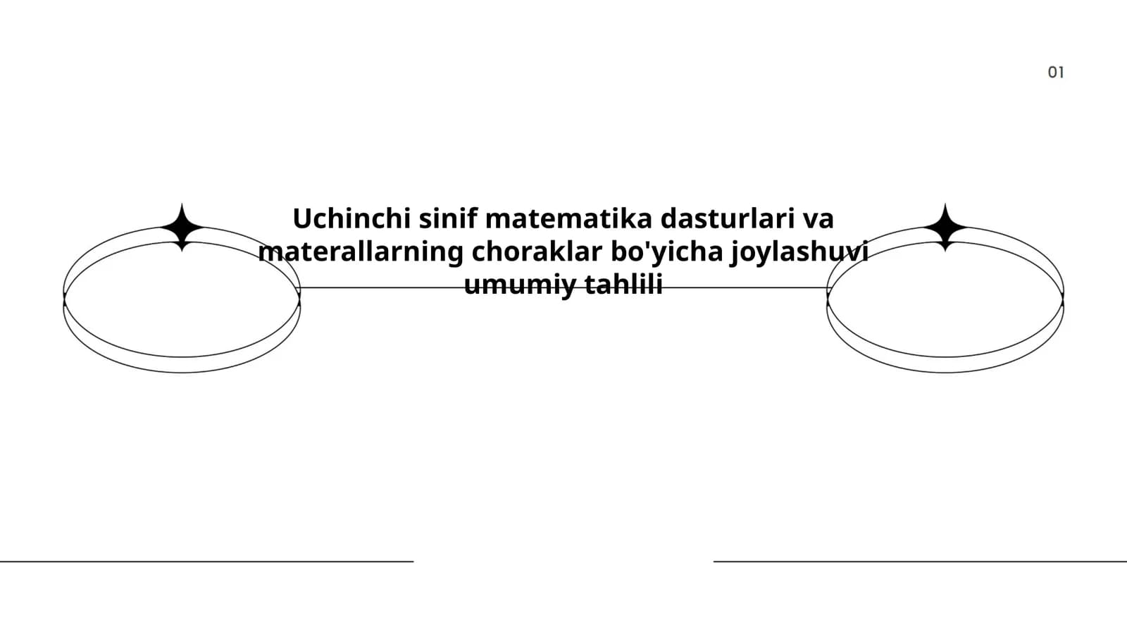 Uchinchi sinif matematika dasturlari va materallarning choraklar bo'yicha joylashuvi umumiy tahlili