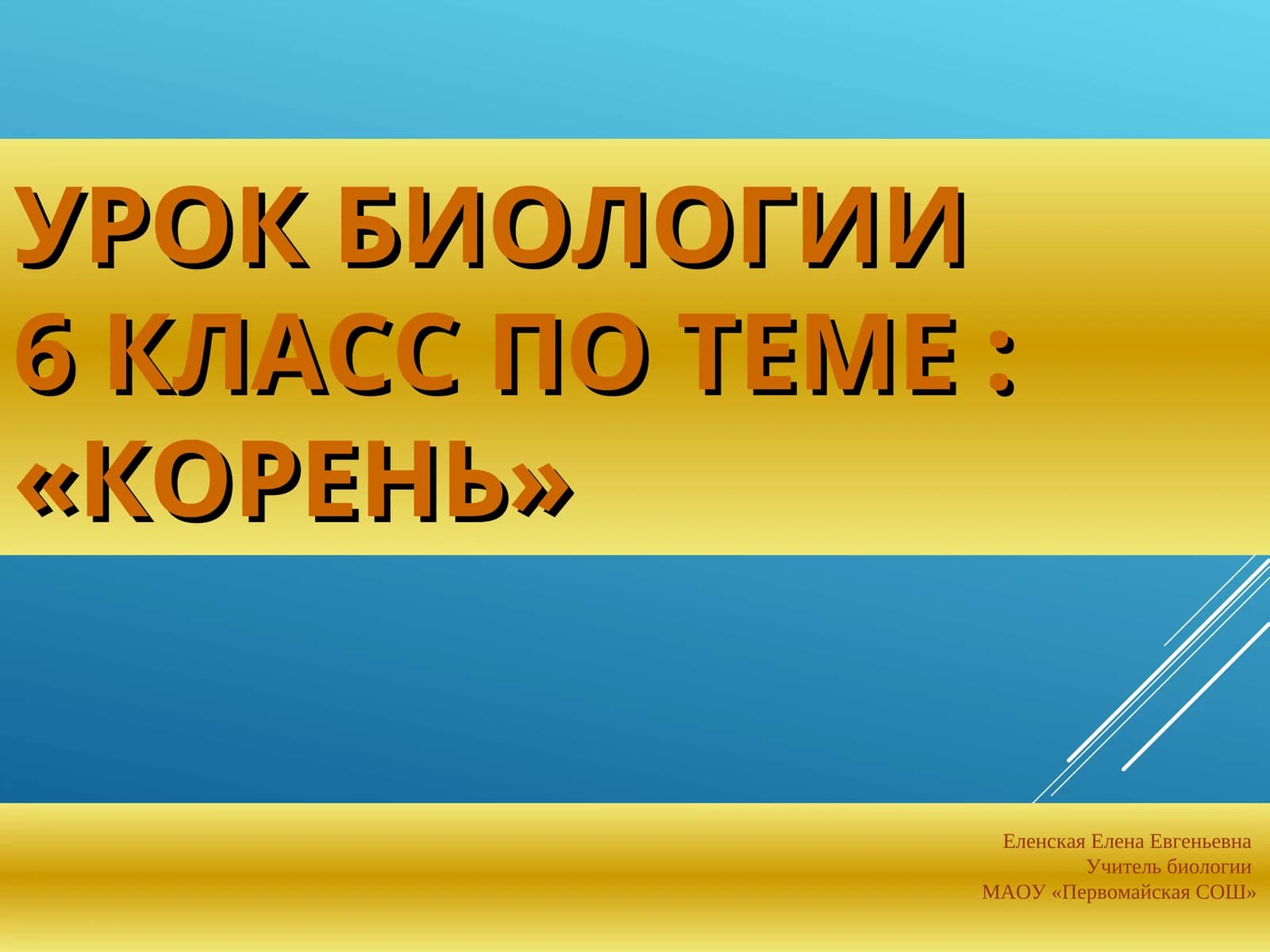 УРОК БИОЛОГИИ6 КЛАСС ПО ТЕМЕ: «КОРЕНЬ»