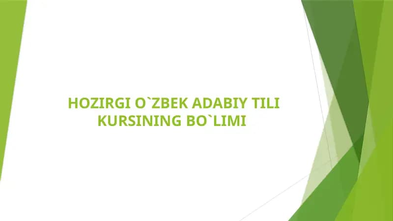 Hozirgi o`zbek adabiy tili kursi