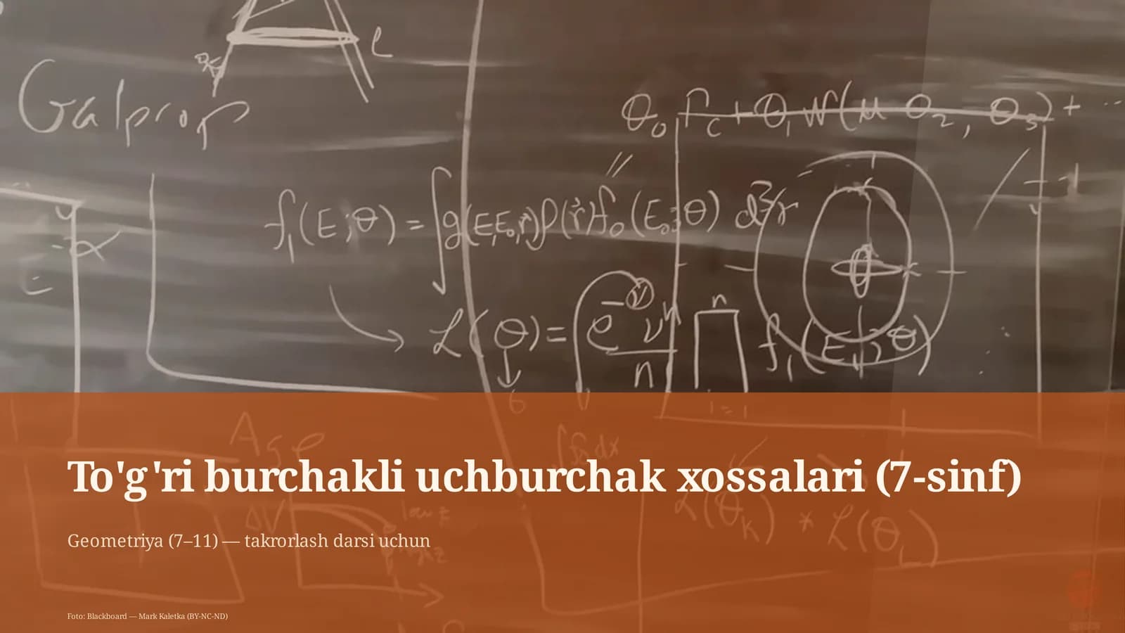 To'g'ri burchakli uchburchak xossalari (7-sinf)