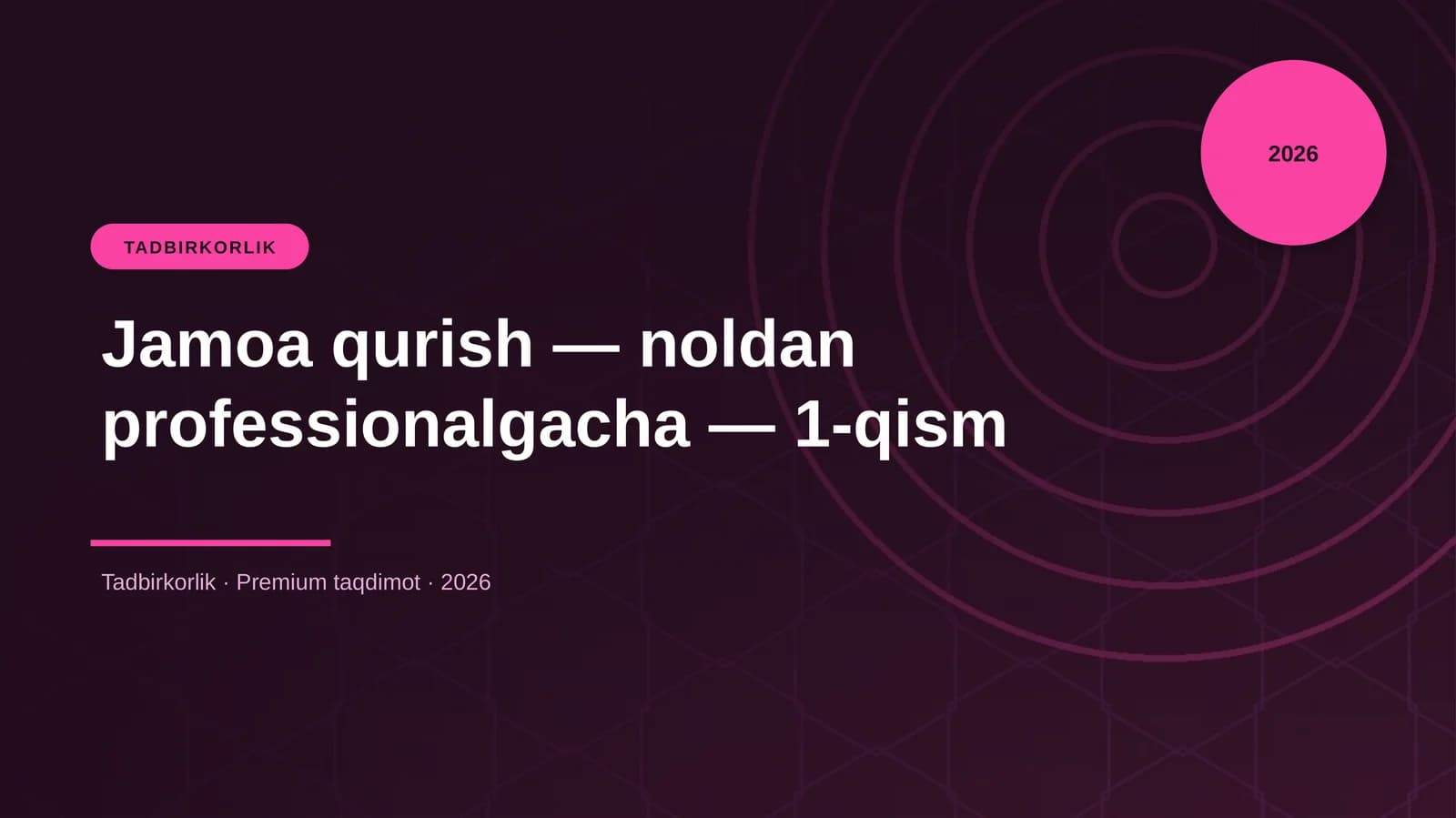 Jamoa qurish — noldan professionalgacha — 1-qism