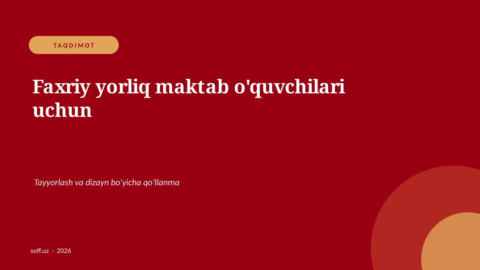 Faxriy yorliq maktab o'quvchilari uchun Tayyorlash va dizayn bo'yicha qo'llanma