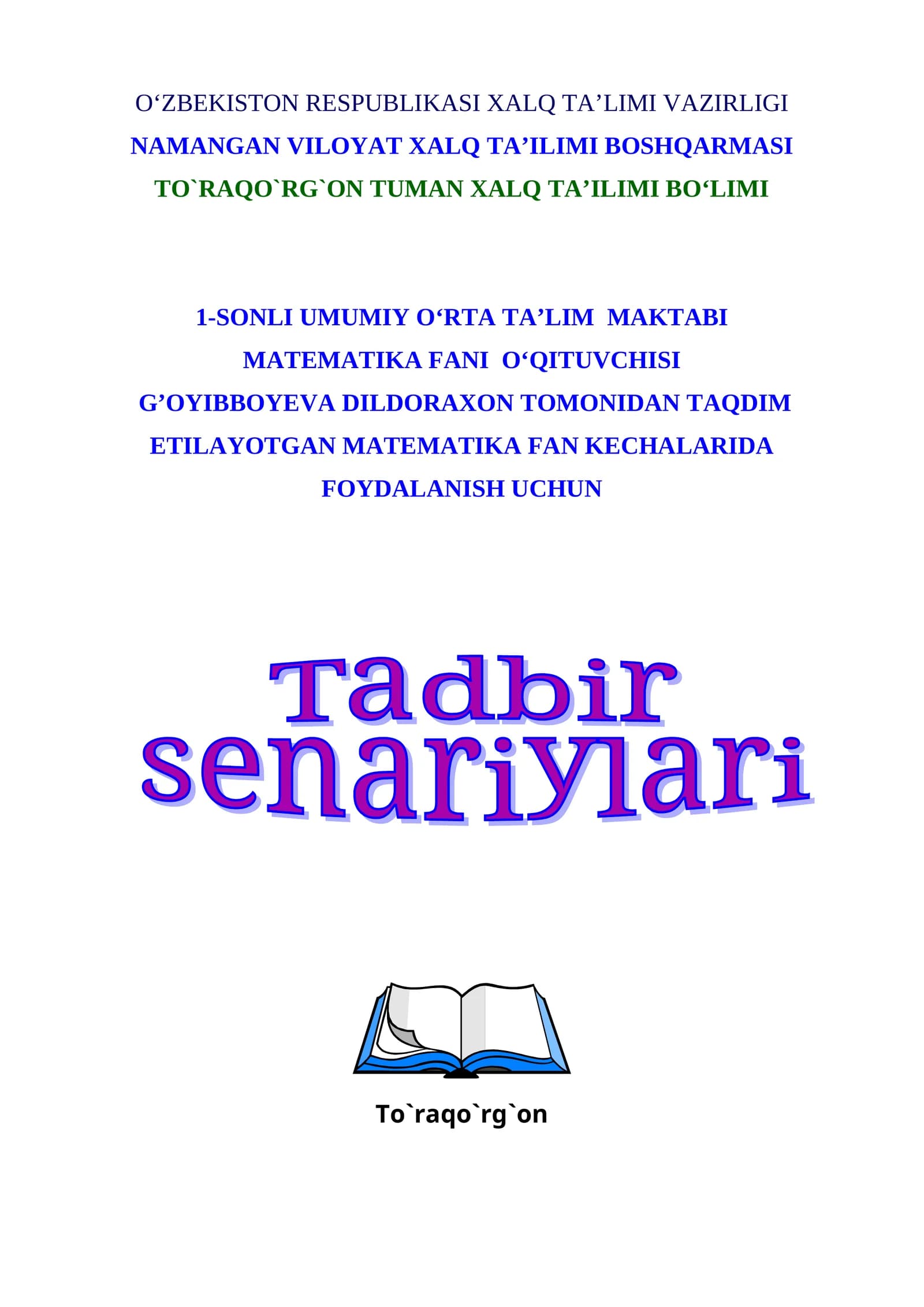 MATEMATIKA FANI O‘QITUVCHISI