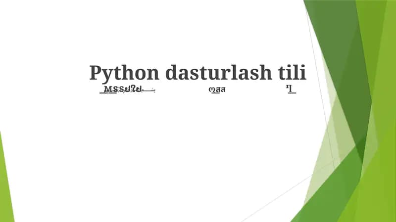 Piton Dasturlash Tilining Qo'llanilishi va Misollar