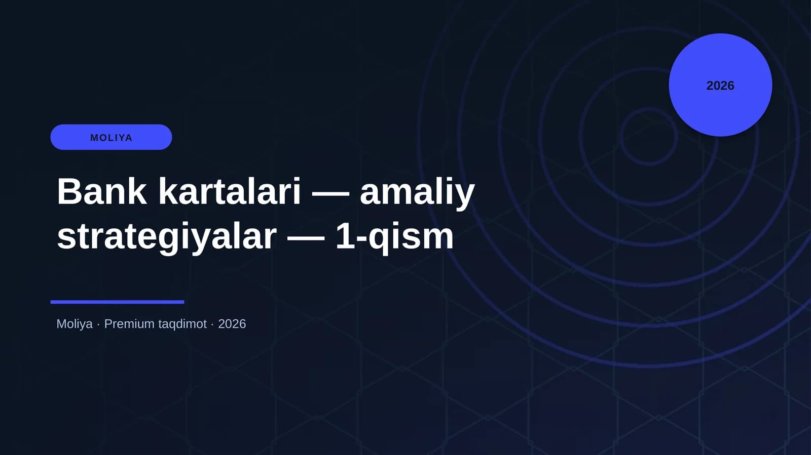 Bank kartalari — amaliy strategiyalar — 1-qism