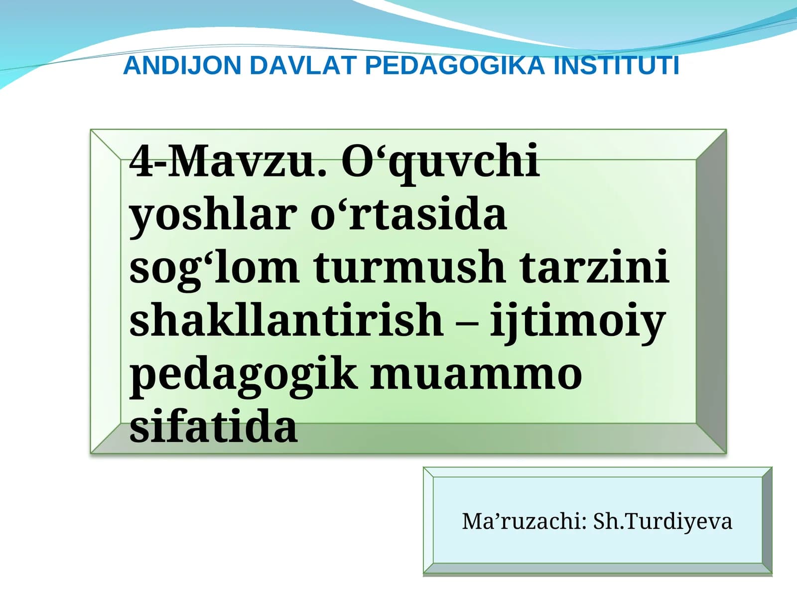 O‘quvchi yoshlar o‘rtasida sog‘lom turmush tarzini shakllantirish – ijtimoiy pedagogik muammo sifatida